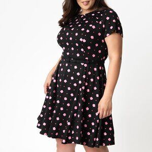 Stephanie Dress in Black & Pink Cheer Bear Print
